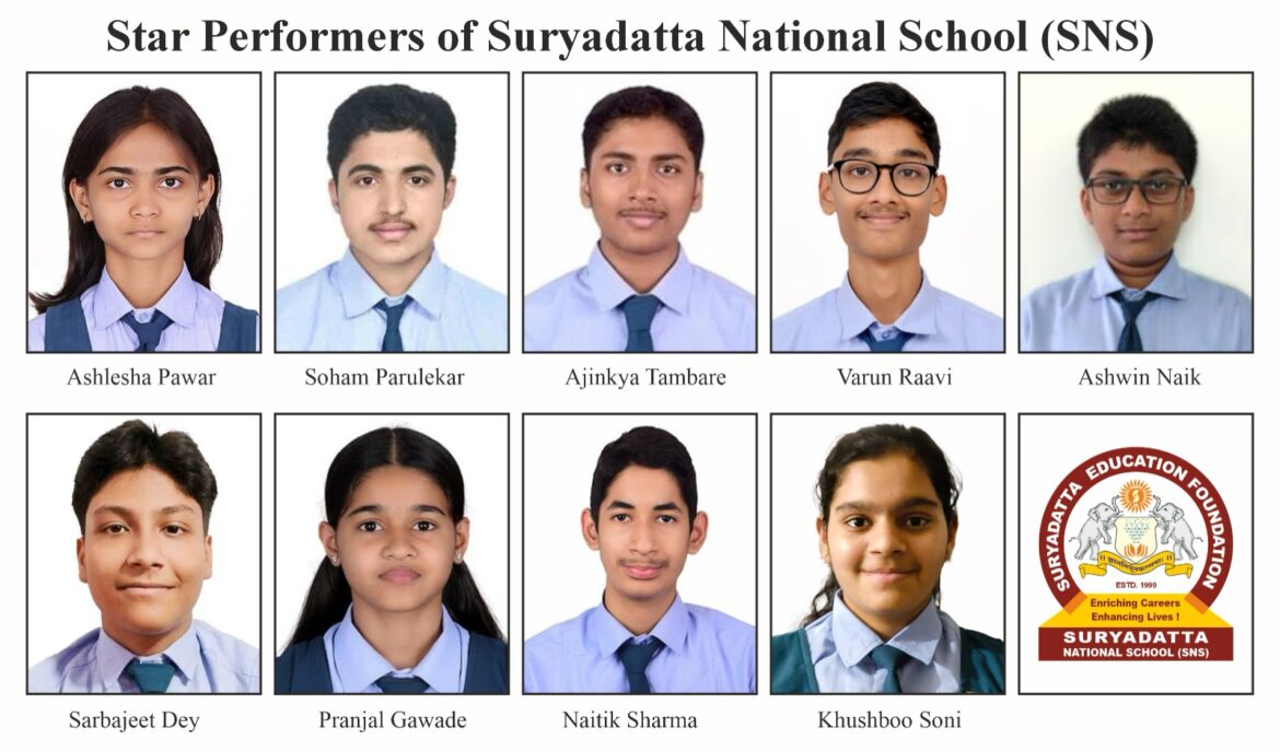 सीबीएसई परीक्षेत उल्लेखनीय यशाची सूर्यदत्त नॅशनल स्कुलची परंपरा कायम